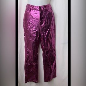 Metallic Magenta Pants - Bold Shiny